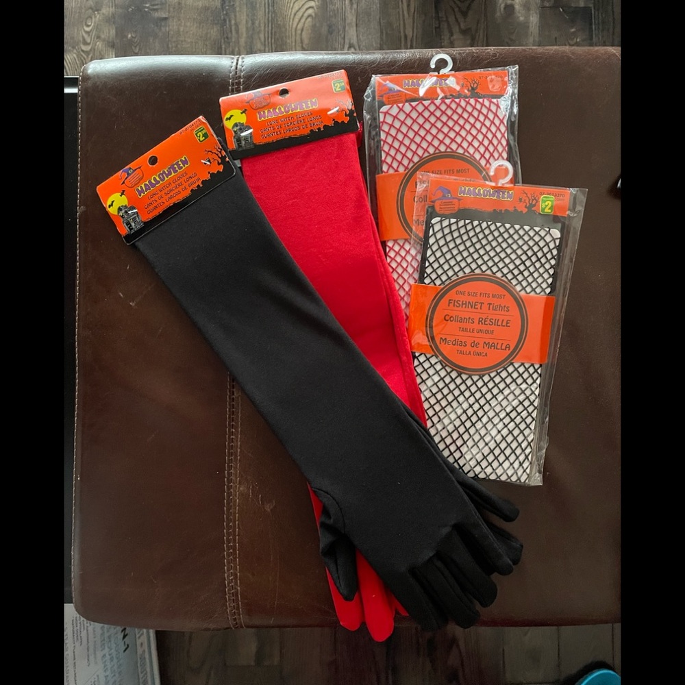NWT gloves and fishnet stockings